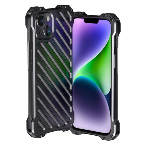 R-JUST RJ-50 for iPhone 14 Anti-drop Armour Phone Case Aluminum Alloy Metal Frame Protective Hollow Phone Cover with Lens Protector - 1