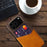 For iPhone 18 Pro Max / 17 Pro Max Case PU Leather Cloth Texture Hard PC Phone Cover with Card Holder - Orange - 2