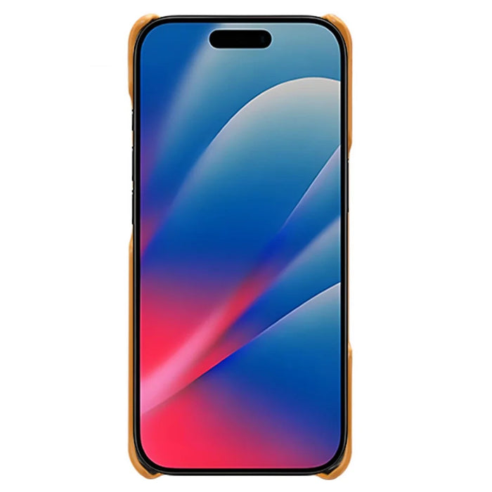 For iPhone 18 Pro Max / 17 Pro Max Case Calf Texture PU Leather Hard PC Protective Phone Cover - Orange - 4