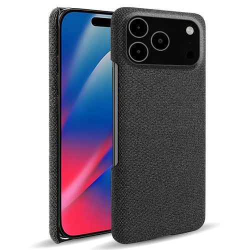 For iPhone 18 Pro Max / 17 Pro Max Phone Case Cloth Texture Anti-Scratch Protective PC Back Cover - Black - 1