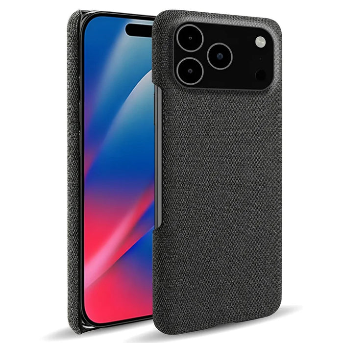 For iPhone 18 Pro Max / 17 Pro Max Phone Case Cloth Texture Anti-Scratch Protective PC Back Cover - Black - 1