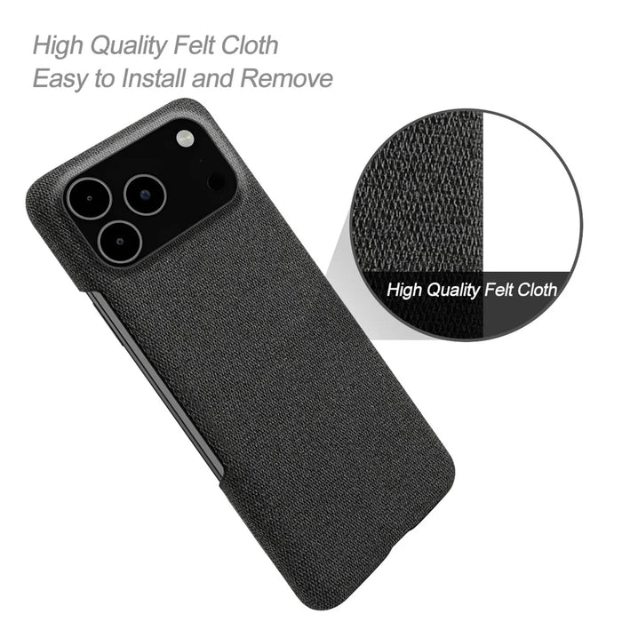 For iPhone 18 Pro Max / 17 Pro Max Phone Case Cloth Texture Anti-Scratch Protective PC Back Cover - Black - 2