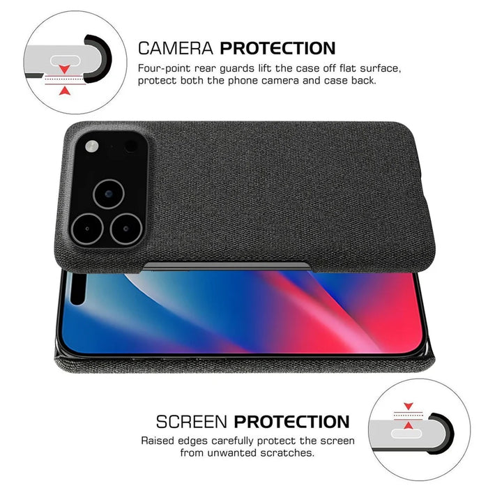 For iPhone 18 Pro Max / 17 Pro Max Phone Case Cloth Texture Anti-Scratch Protective PC Back Cover - Black - 3