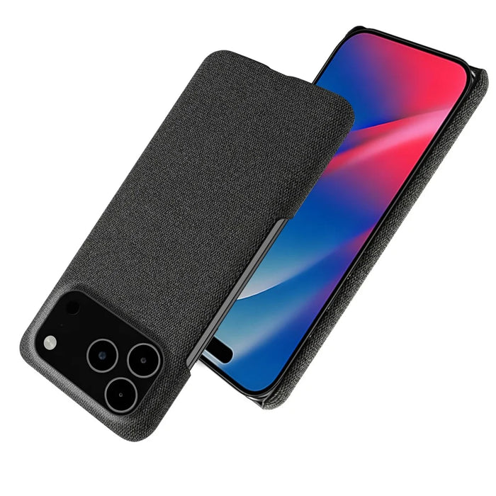 For iPhone 18 Pro Max / 17 Pro Max Phone Case Cloth Texture Anti-Scratch Protective PC Back Cover - Black - 4