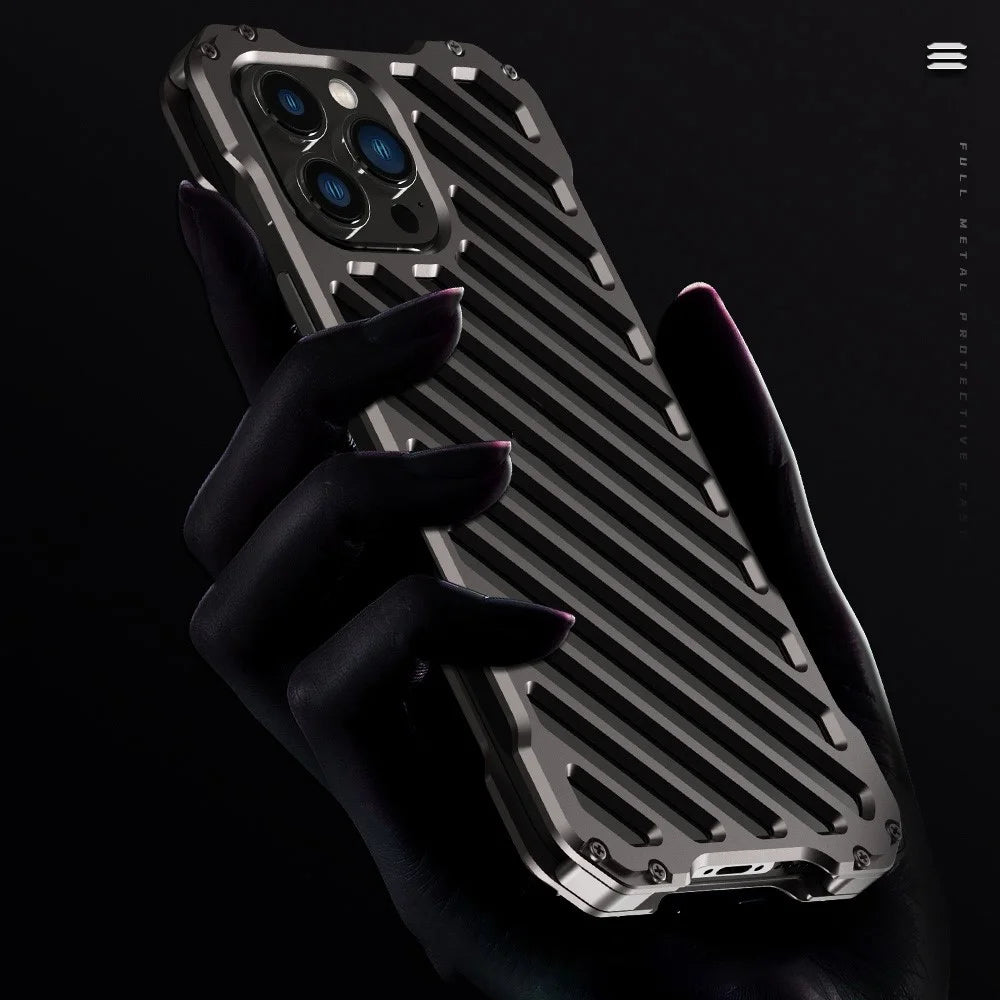 R-JUST RJ-50 for iPhone 14 Pro Anti-fall Armour Phone Case Aluminum Alloy Metal Frame Anti-scratch Hollow Mobile Phone Cover with Lens Protector - 3