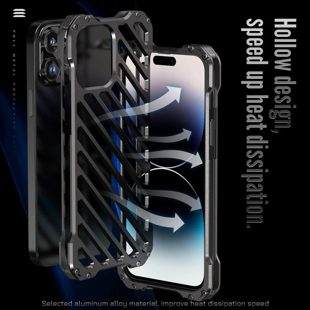 R-JUST RJ-50 for iPhone 14 Pro Anti-fall Armour Phone Case Aluminum Alloy Metal Frame Anti-scratch Hollow Mobile Phone Cover with Lens Protector - 4
