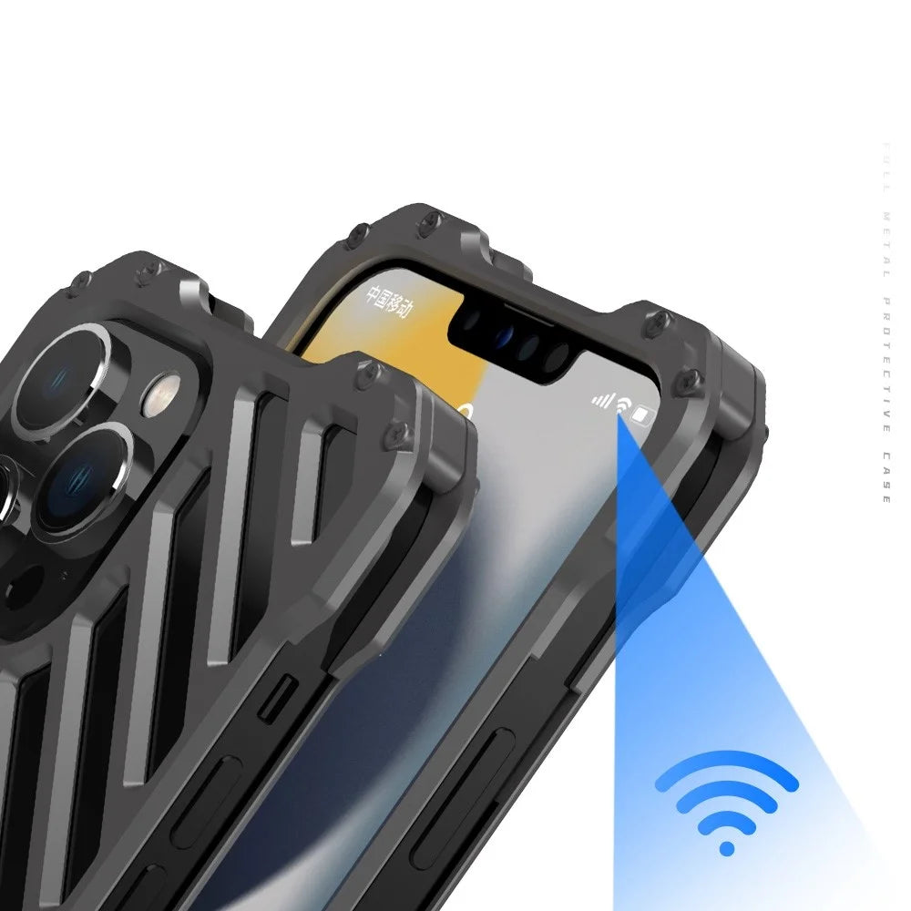 R-JUST RJ-50 for iPhone 14 Pro Anti-fall Armour Phone Case Aluminum Alloy Metal Frame Anti-scratch Hollow Mobile Phone Cover with Lens Protector - 5