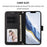 For iPhone 16 Leather Case Wallet Stand Phone Cover with Wrist Strap - Black - 5