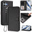 For iPhone 16 Plus Leather Case Wallet Stand Phone Cover with Wrist Strap - Black - 2