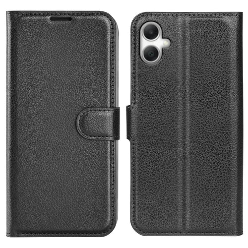 For Samsung Galaxy A08 5G / A08 4G / A07 4G / F07 4G / M07 4G Case Litchi Texture Shockproof Leather Wallet Phone Cover - Black - 1