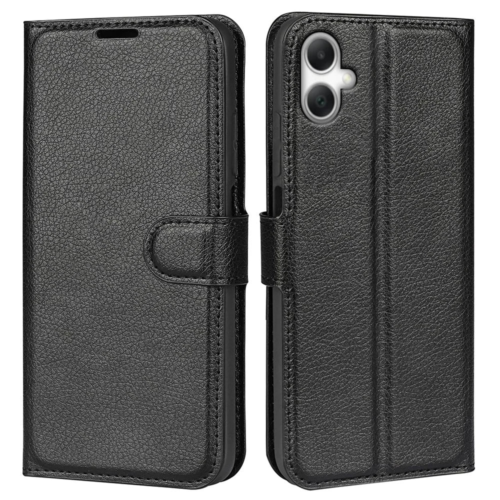 For Samsung Galaxy A08 5G / A08 4G / A07 4G / F07 4G / M07 4G Case Litchi Texture Shockproof Leather Wallet Phone Cover - Black - 2