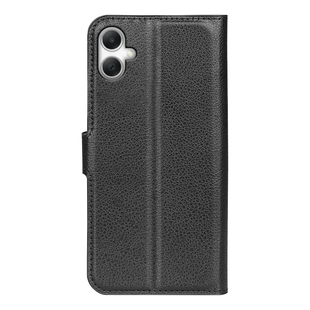 For Samsung Galaxy A08 5G / A08 4G / A07 4G / F07 4G / M07 4G Case Litchi Texture Shockproof Leather Wallet Phone Cover - Black - 6