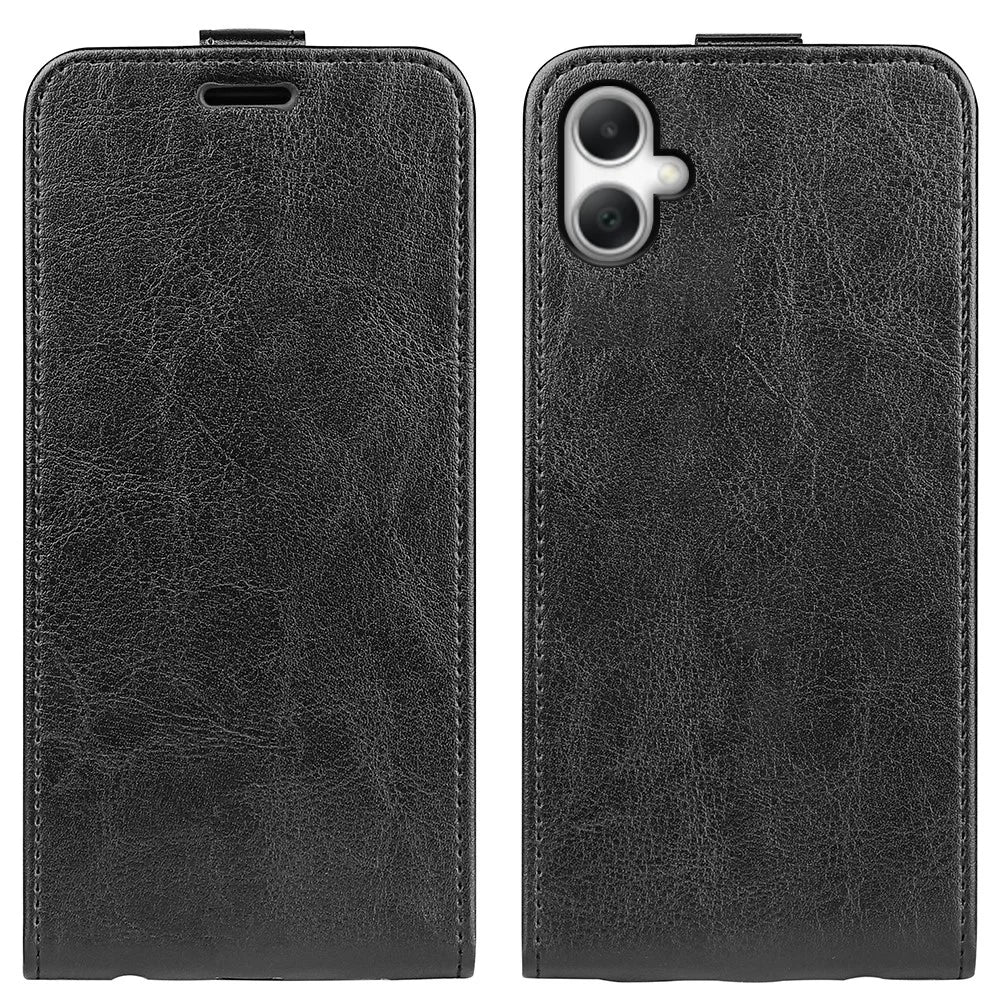 For Samsung Galaxy A08 5G / A08 4G / A07 4G / F07 4G / M07 4G Case with Card Slots Vertical Flip Leather Phone Cover - Black - 1