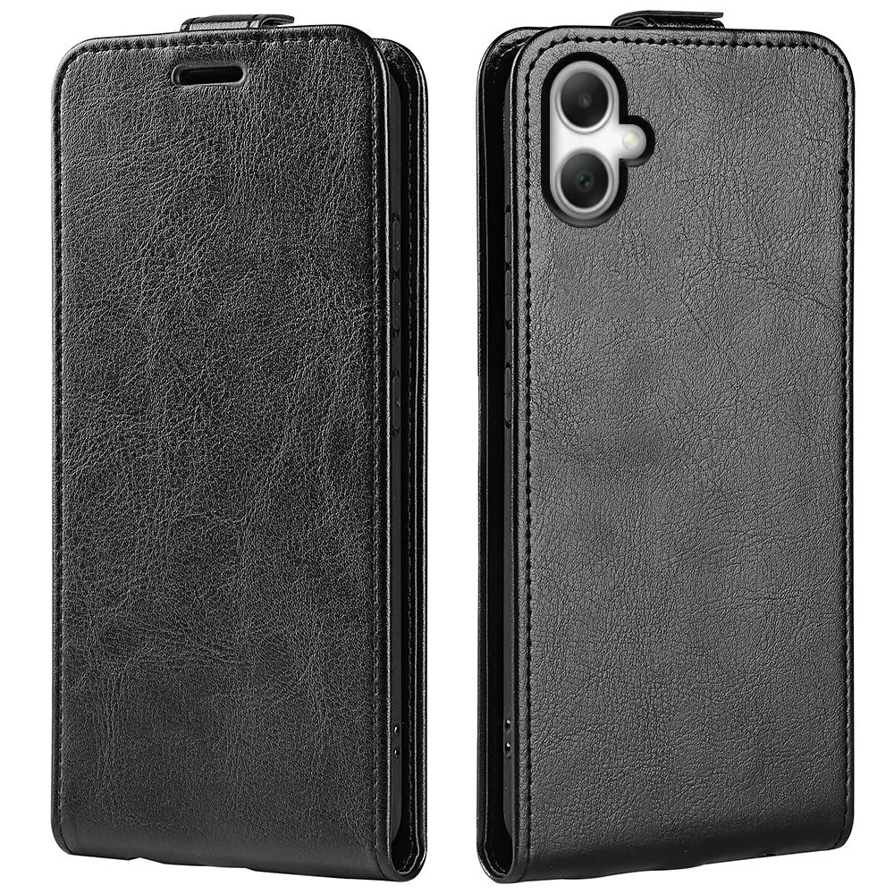 For Samsung Galaxy A08 5G / A08 4G / A07 4G / F07 4G / M07 4G Case with Card Slots Vertical Flip Leather Phone Cover - Black - 4