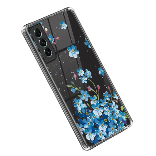 Flexible TPU Case for Samsung Galaxy S23, Stylish Pattern Printing IMD Phone Protective Back Cover - Blue Flower - 1