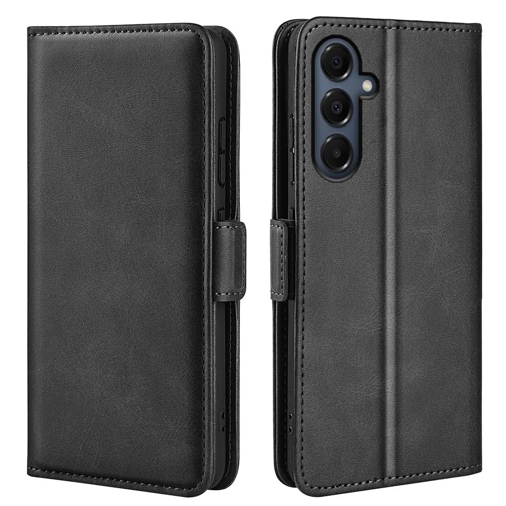 For Samsung Galaxy A08 5G / A08 4G / A07 4G / F07 4G / M07 4G Case Calf Texture Leather Wallet Phone Cover - Black - 3