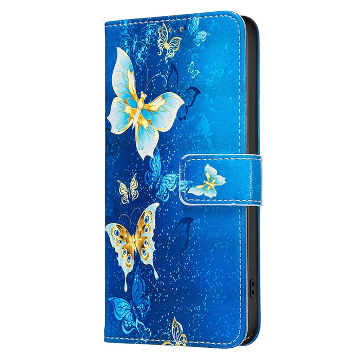 For Samsung Galaxy S25 Edge Case Wallet Stand Pattern Printing Phone Leather Cover - Golden Butterflies - 2