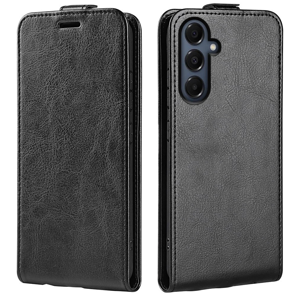 For Samsung Galaxy A18 5G / A18 4G / A17 5G / 4G / F17 5G / M17 5G Case with Card Slots Vertical Flip Leather Phone Cover - Black - 4