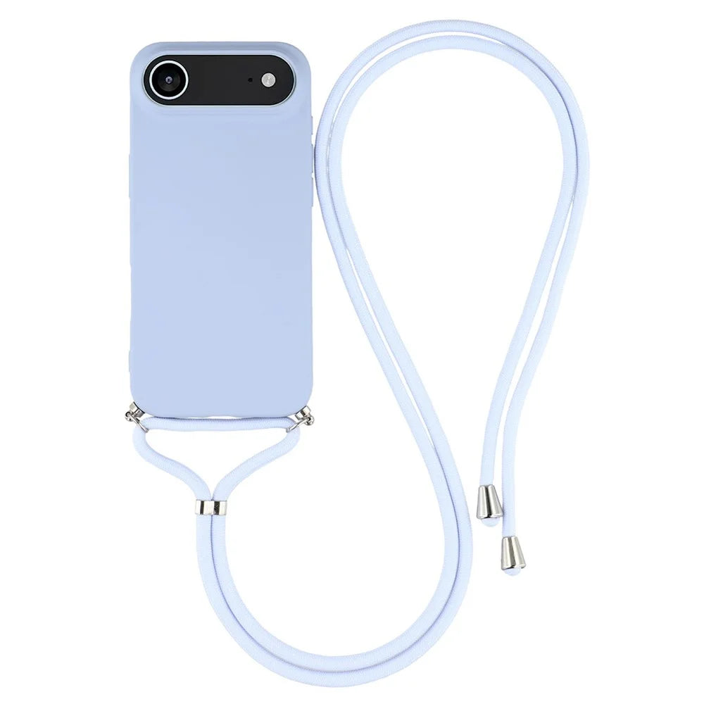 For iPhone Air Case Soft TPU Fiber Lining Phone Cover with Shoulder Strap - Light Purple - 1