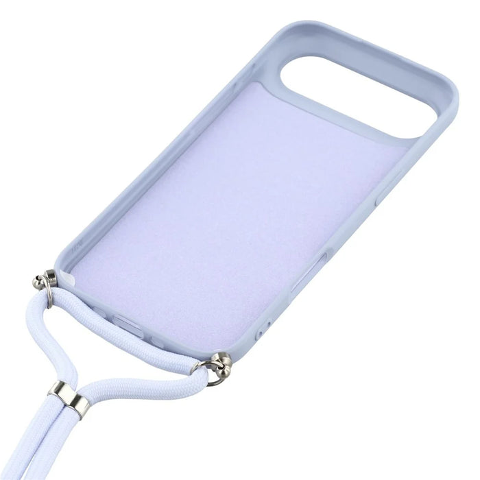 For iPhone Air Case Soft TPU Fiber Lining Phone Cover with Shoulder Strap - Light Purple - 5