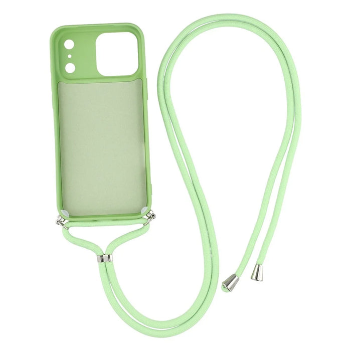 For iPhone 17 Pro Case Soft TPU Fiber Lining Phone Cover with Shoulder Strap - Matcha Green - 2
