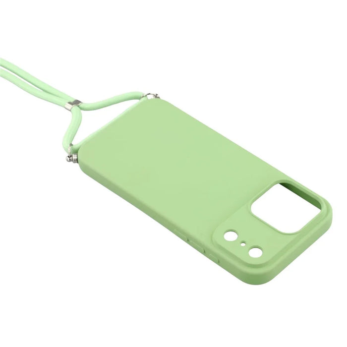 For iPhone 17 Pro Case Soft TPU Fiber Lining Phone Cover with Shoulder Strap - Matcha Green - 5