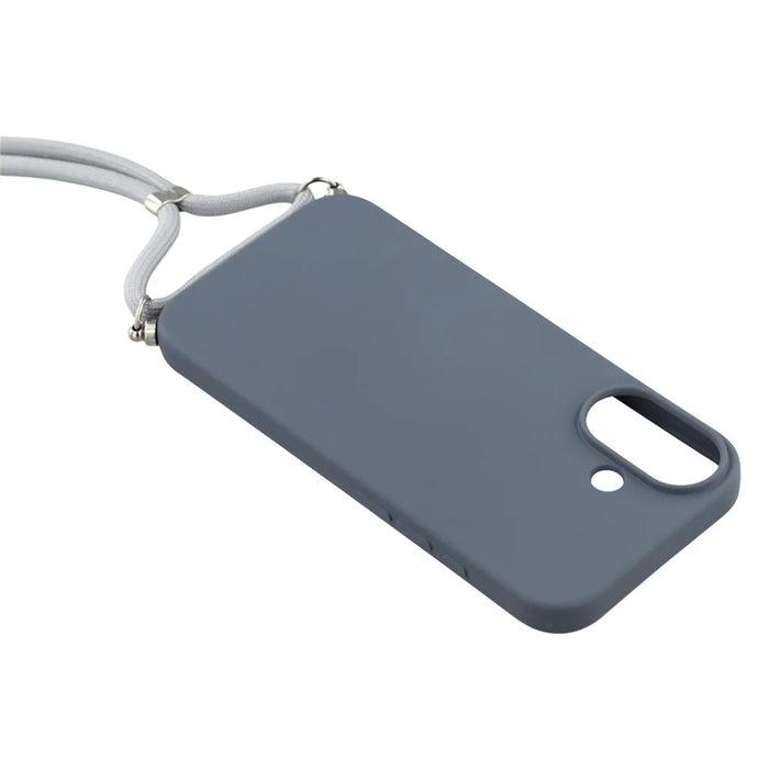 For iPhone 17 Case Soft TPU Fiber Lining Phone Cover with Shoulder Strap - Lavender Grey - 4
