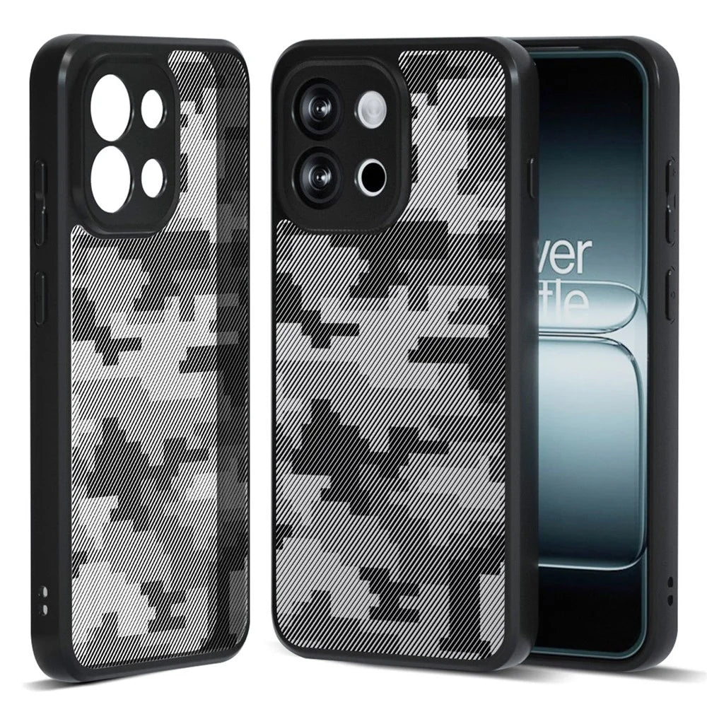 IBMRS For OnePlus 13T 5G Case Soft TPU Frame Hard PC Back Anti-Fall Phone Cover - Grid Camouflage - 1