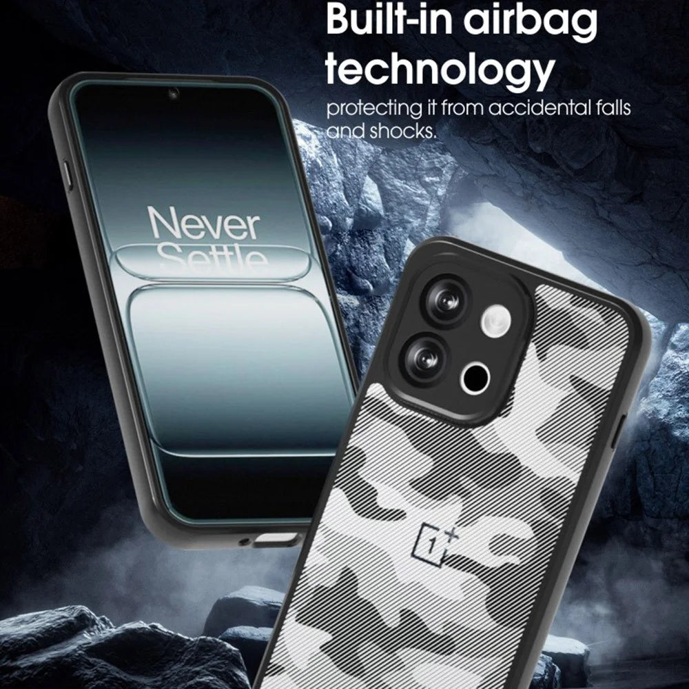 IBMRS For OnePlus 13T 5G Case Soft TPU Frame Hard PC Back Anti-Fall Phone Cover - Grid Camouflage - 6