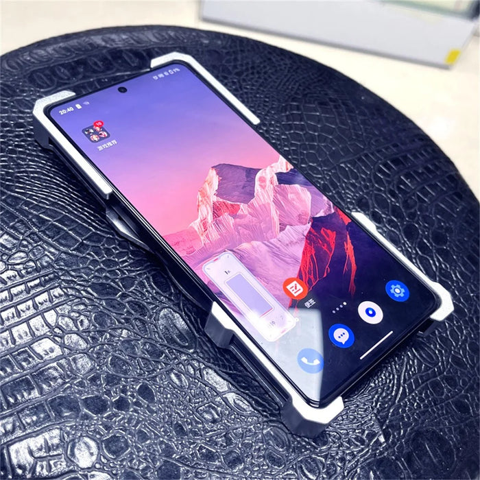 Bumper Case For Samsung Galaxy S25 Ultra / S24 Ultra / S23 Ultra / S22 Ultra 5G , Kickstand Aluminum Alloy Magnetic Phone Cover with Wrist Strap - Black - 5