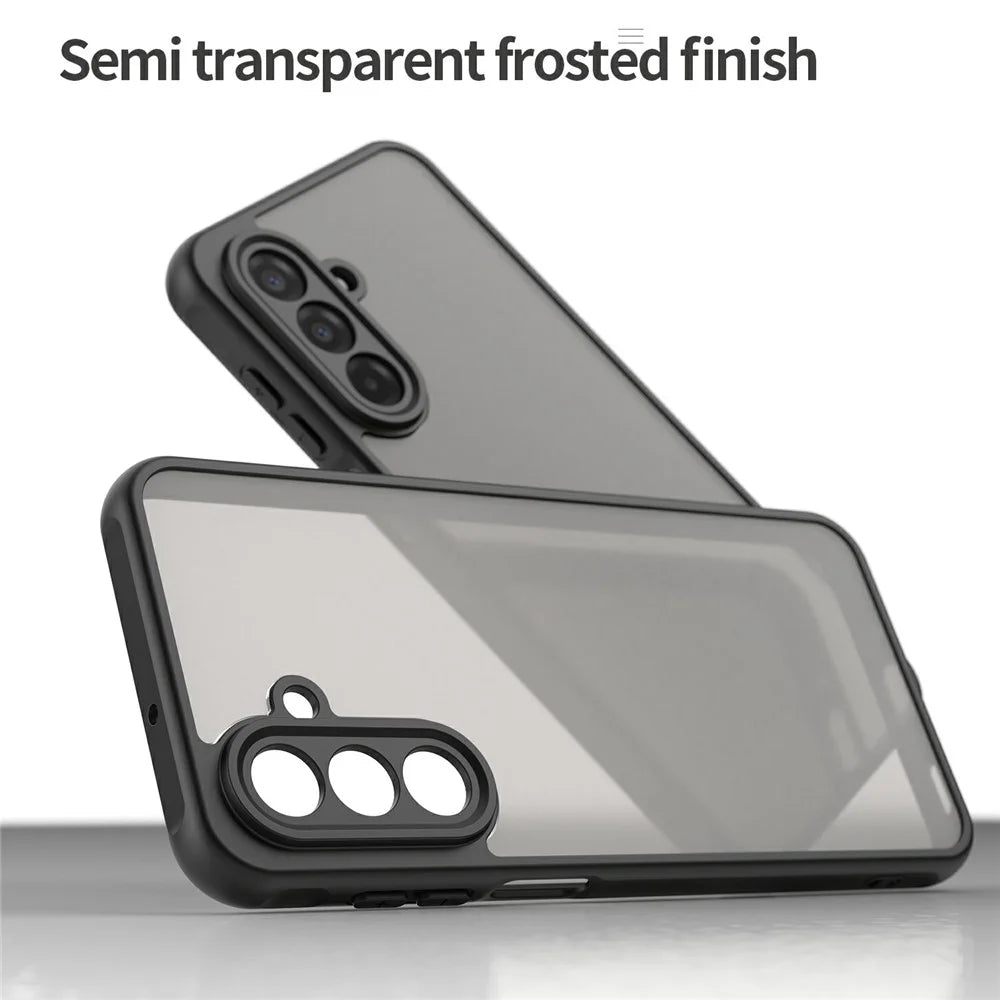 For Samsung Galaxy A17 5G / A17 4G / M17 5G / F17 5G Case Drop Proof Airbags Frosted Translucent PC + TPU Phone Back Cover - Black - 4