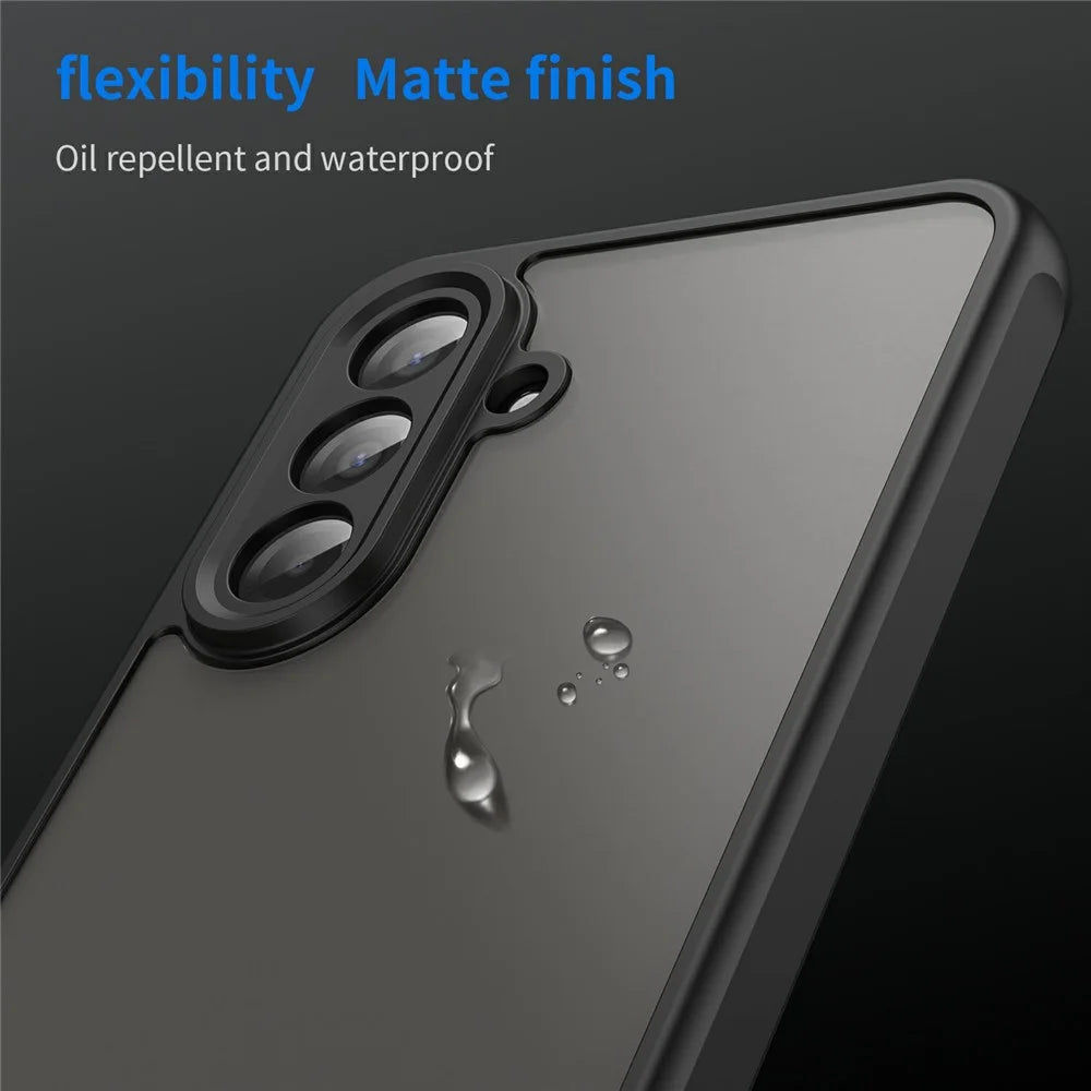 For Samsung Galaxy A17 5G / A17 4G / M17 5G / F17 5G Case Drop Proof Airbags Frosted Translucent PC + TPU Phone Back Cover - Black - 7
