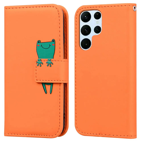 For Samsung Galaxy S25 Ultra Case Cartoon Pattern Wallet Leather Phone Cover - Orange - 1