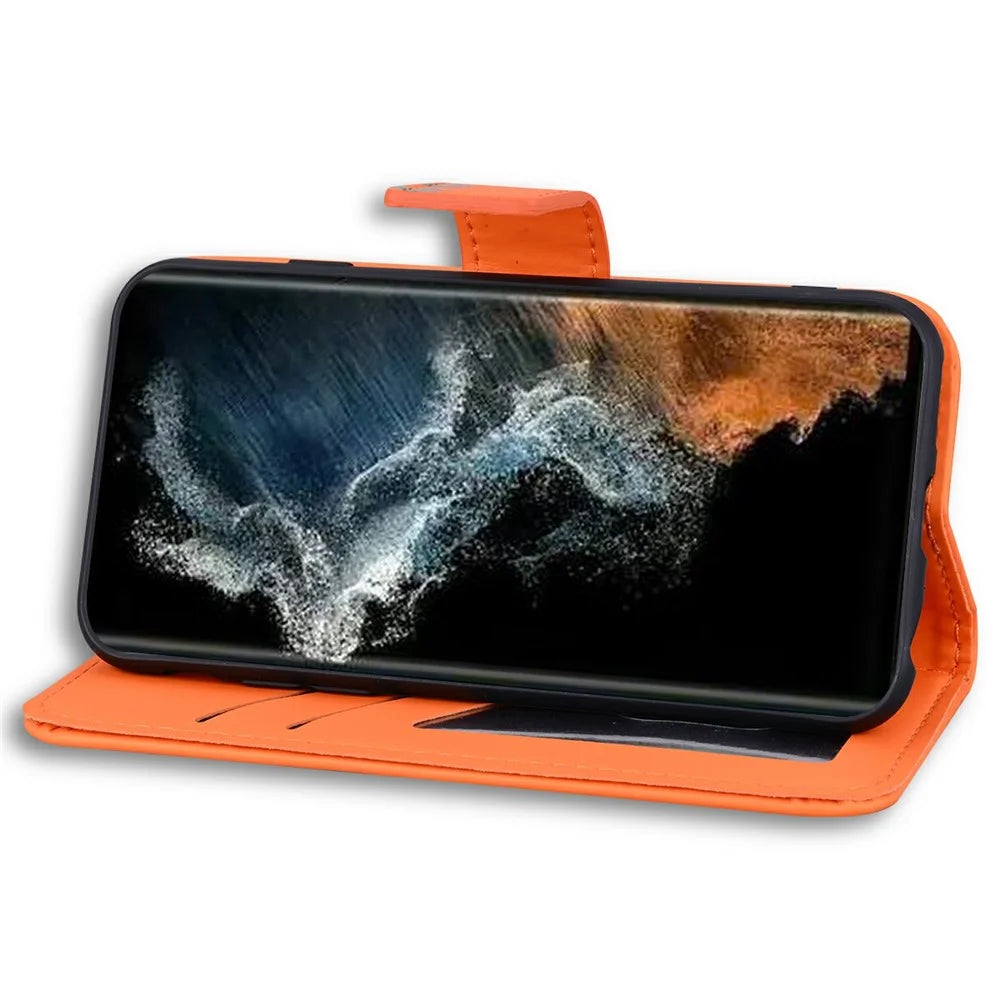 For Samsung Galaxy S25 Ultra Case Cartoon Pattern Wallet Leather Phone Cover - Orange - 3