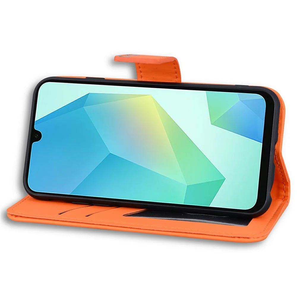 For Samsung Galaxy A16 5G / 4G / A26 5G Case Cartoon Pattern Wallet Leather Phone Cover - Orange - 3