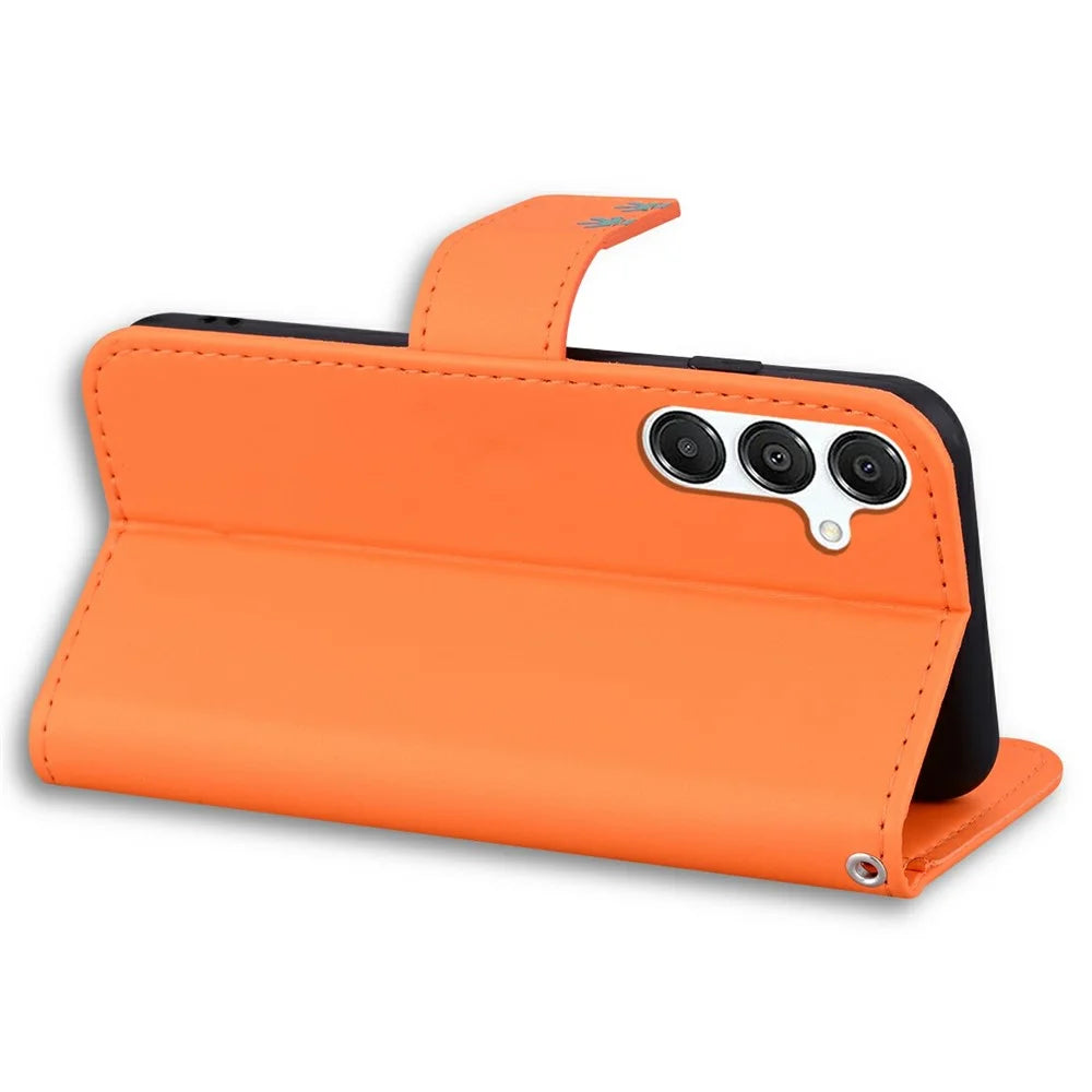 For Samsung Galaxy A16 5G / 4G / A26 5G Case Cartoon Pattern Wallet Leather Phone Cover - Orange - 4