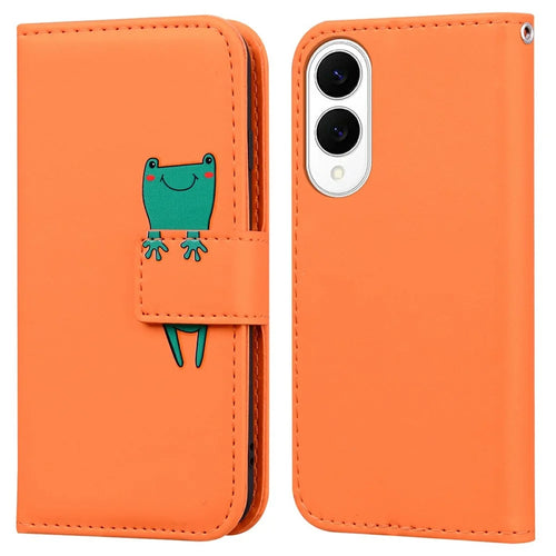 For Samsung Galaxy S25 Edge Case Cartoon Pattern Wallet Leather Phone Cover - Orange - 1