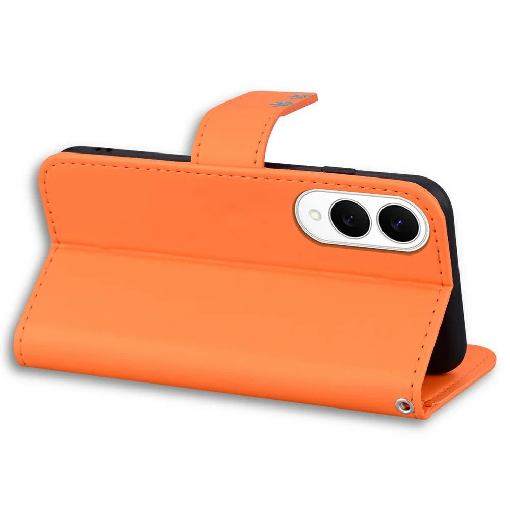 For Samsung Galaxy S25 Edge Case Cartoon Pattern Wallet Leather Phone Cover - Orange - 4