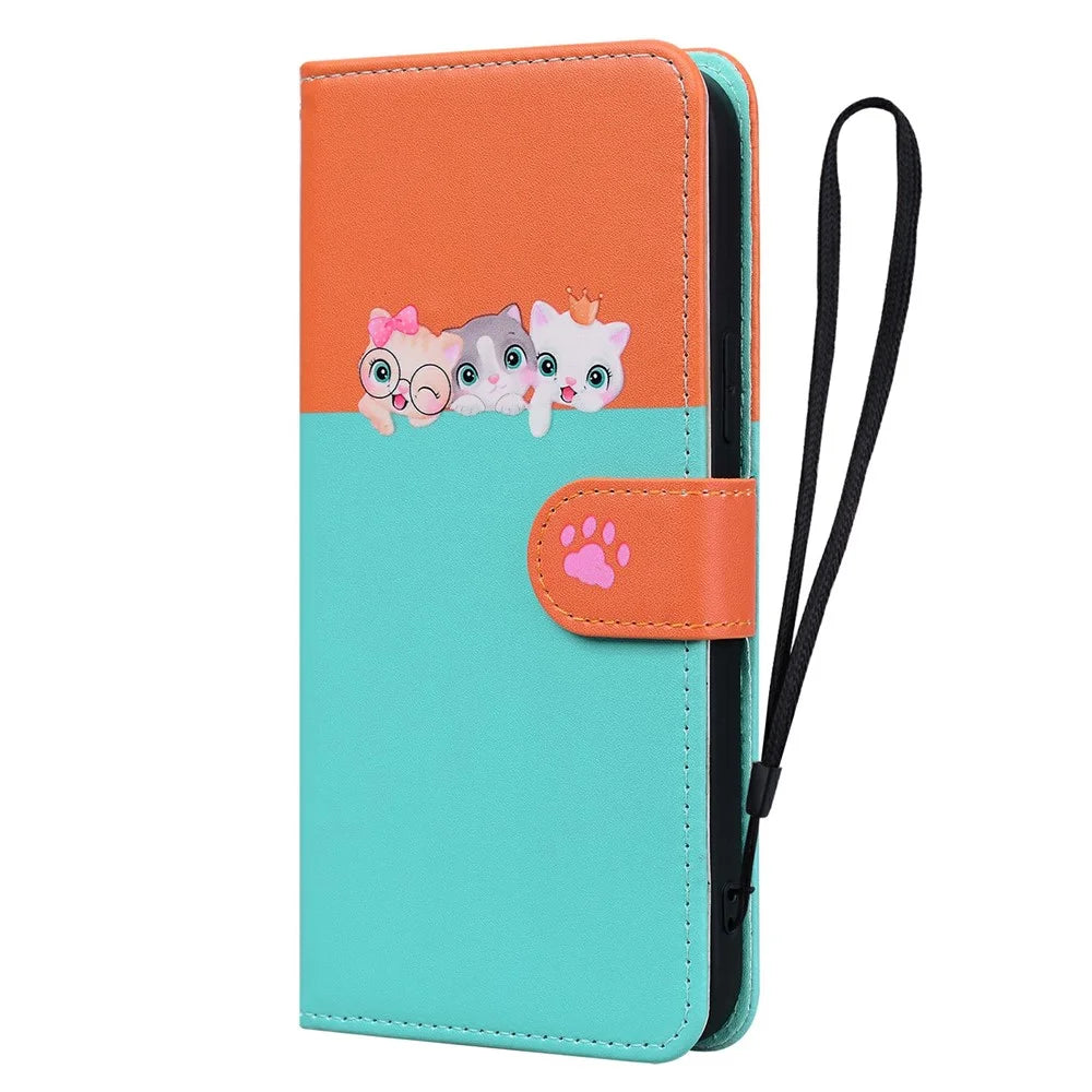 Cartoon Pet Series for Samsung Galaxy S25 Edge Wallet Phone Case Splicing Leather Flip Cover - Sky Blue - 4
