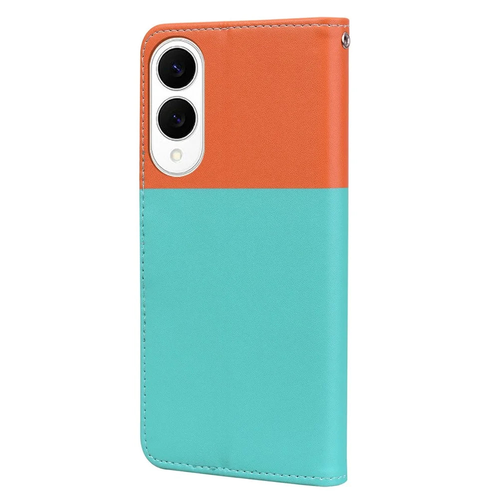Cartoon Pet Series for Samsung Galaxy S25 Edge Wallet Phone Case Splicing Leather Flip Cover - Sky Blue - 5