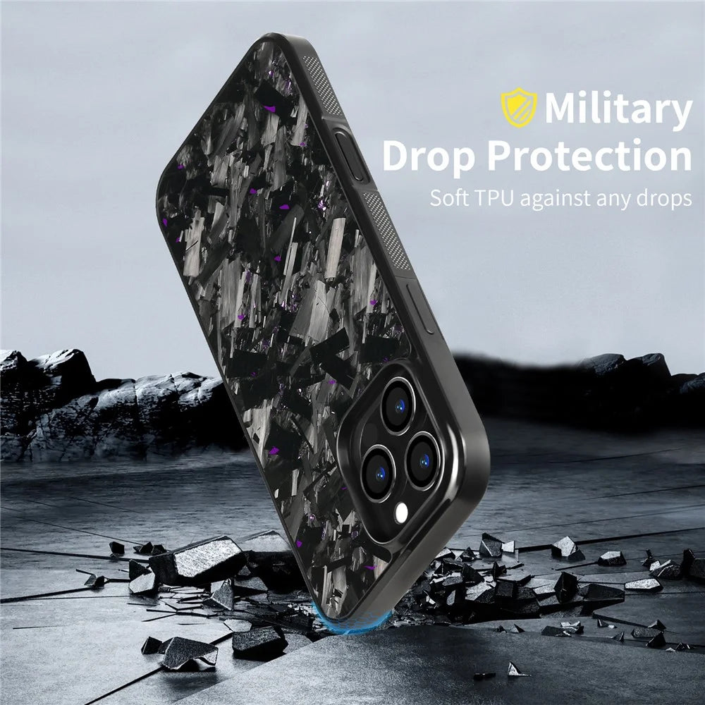 For iPhone 16 Pro Max Magnetic Case Large Texture Aramid Fiber + TPU Phone Cover - Black - 5