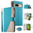 For Google Pixel 8 Case Zipper Wallet Color Splicing Leather Flip Phone Cover with Straps - Lake Blue - 1