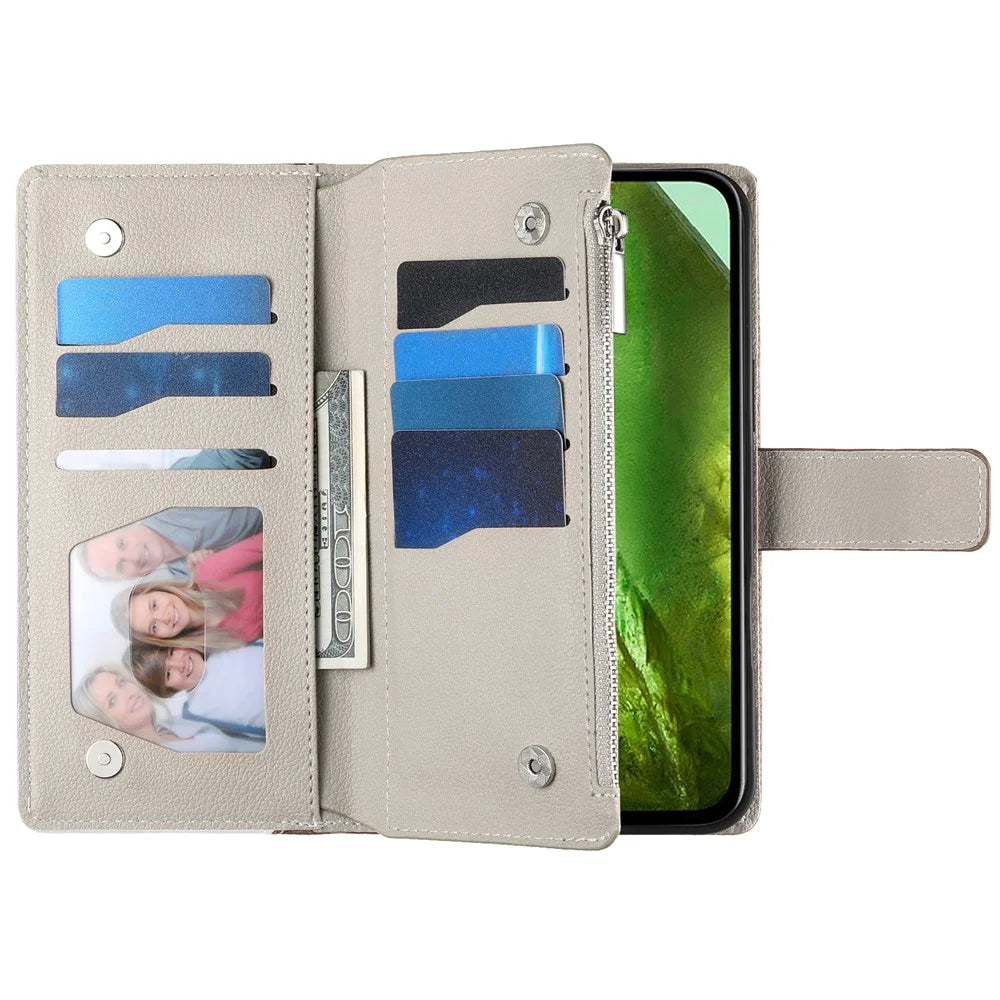 For Google Pixel 8a Case Zipper Wallet Color Splicing Leather Flip Phone Cover with Straps - Lake Blue - 5