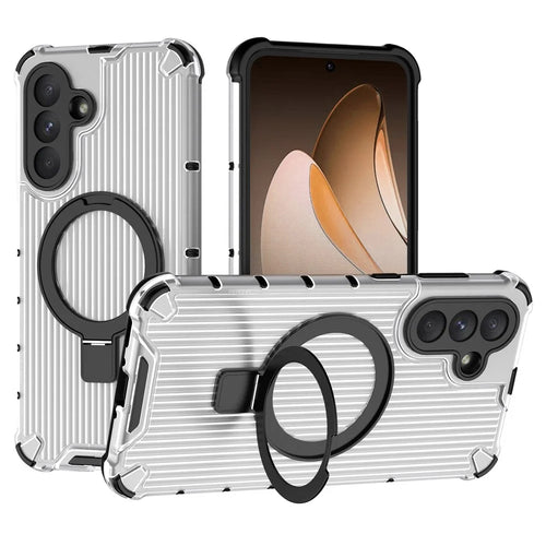 For Samsung Galaxy A36 5G Magnetic Case with Kickstand PC + TPU Phone Cover - Transparent - 1