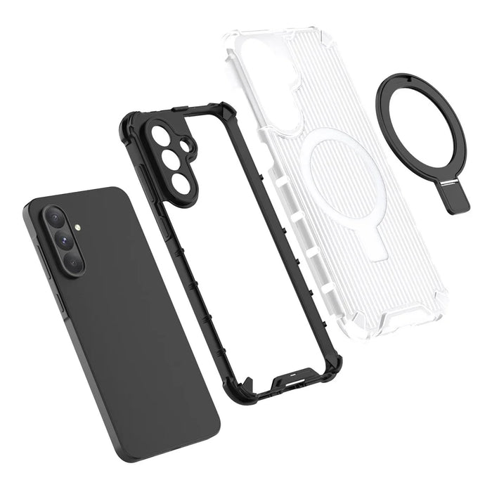 For Samsung Galaxy A36 5G Magnetic Case with Kickstand PC + TPU Phone Cover - Transparent - 3
