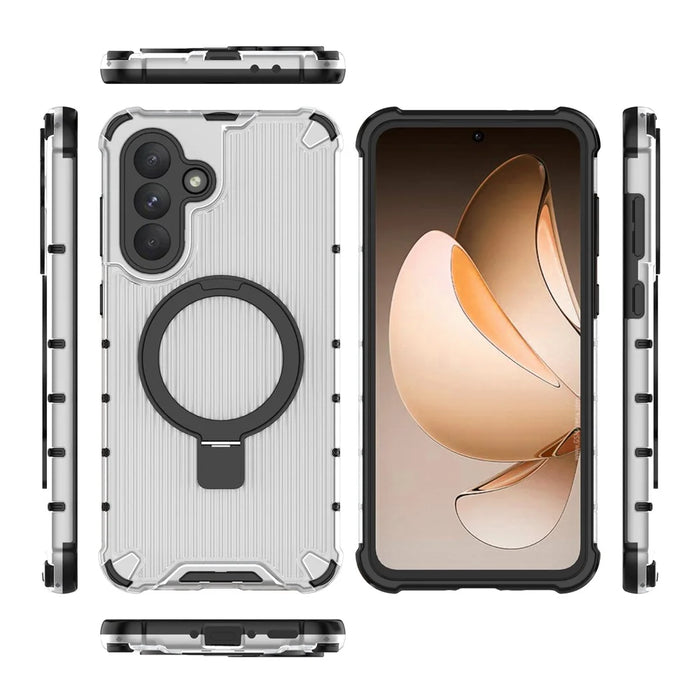 For Samsung Galaxy A36 5G Magnetic Case with Kickstand PC + TPU Phone Cover - Transparent - 4