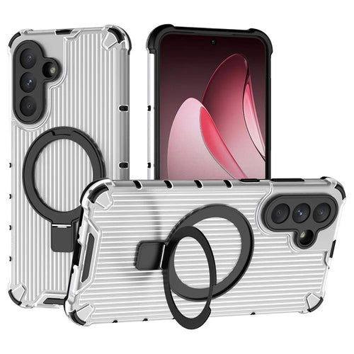 For Samsung Galaxy A56 5G Magnetic Case with Kickstand PC + TPU Phone Cover - Transparent - 1