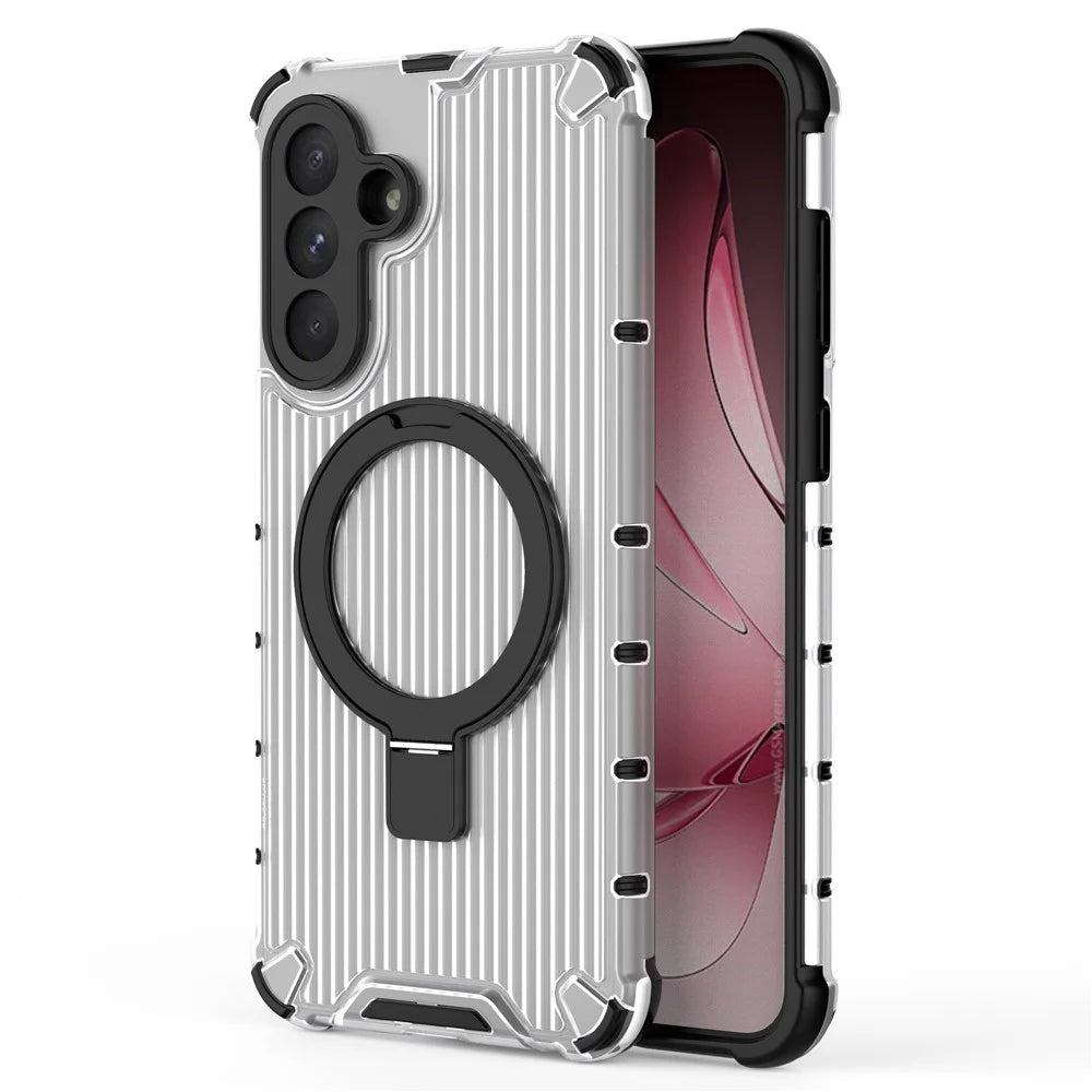 For Samsung Galaxy A56 5G Magnetic Case with Kickstand PC + TPU Phone Cover - Transparent - 4