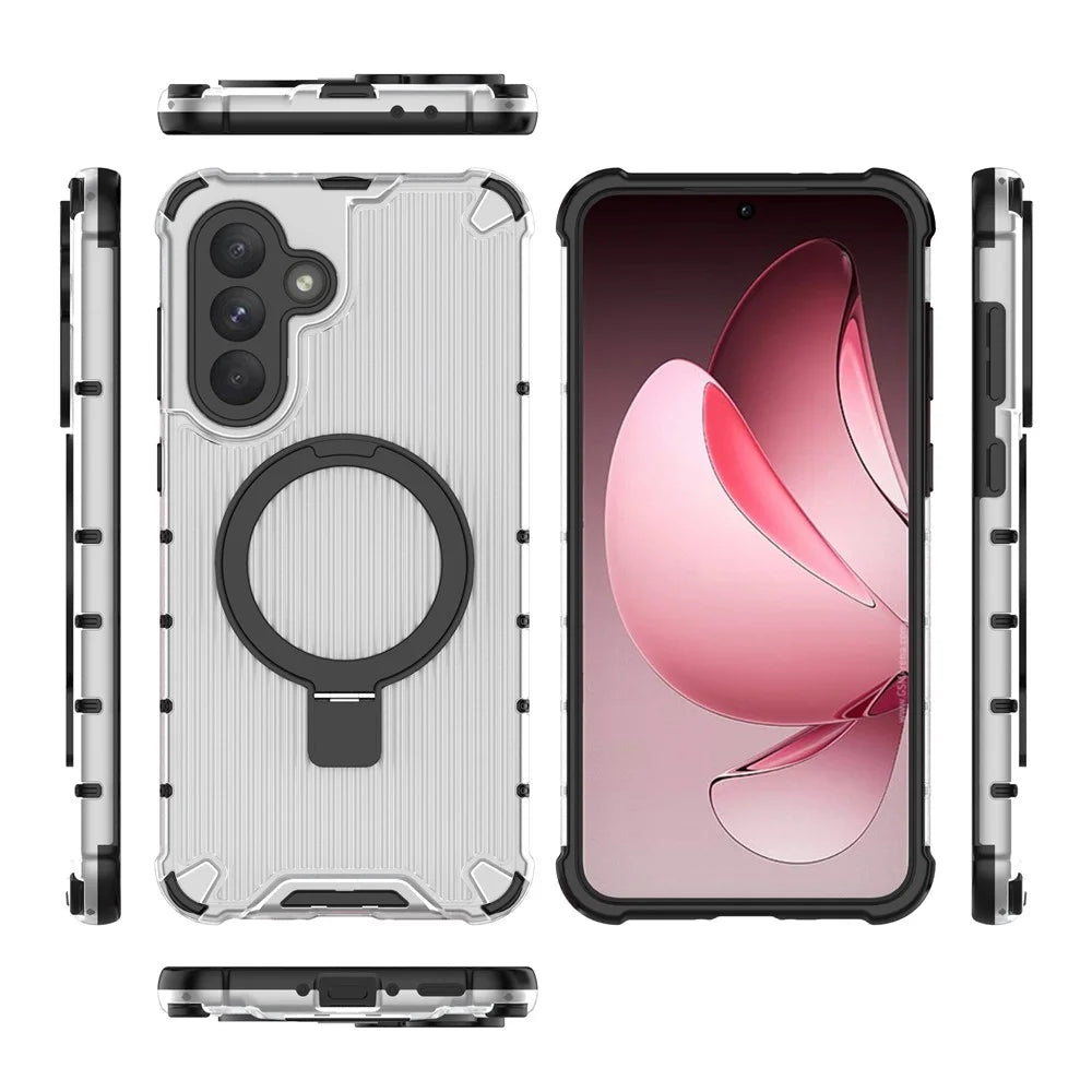 For Samsung Galaxy A56 5G Magnetic Case with Kickstand PC + TPU Phone Cover - Transparent - 5
