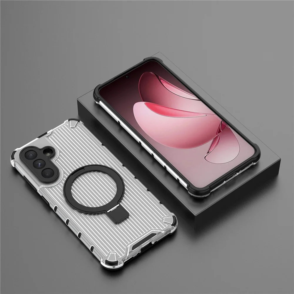 For Samsung Galaxy A56 5G Magnetic Case with Kickstand PC + TPU Phone Cover - Transparent - 6